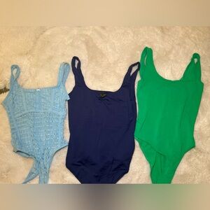 Triple bodysuit set | green, navy, blue | size small in all | urban outfitters